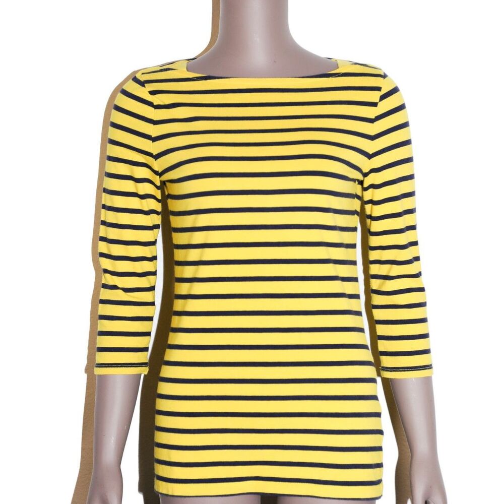 Preppy Striped Basic Casual Everyday‎ Long Sleeve Top Small